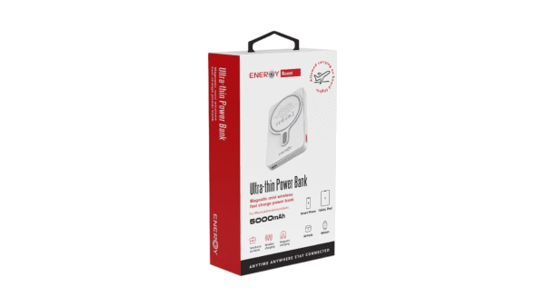 סוללת גיבוי קומפקטית 5000mAh תומכת MagSafe בצבע לבן