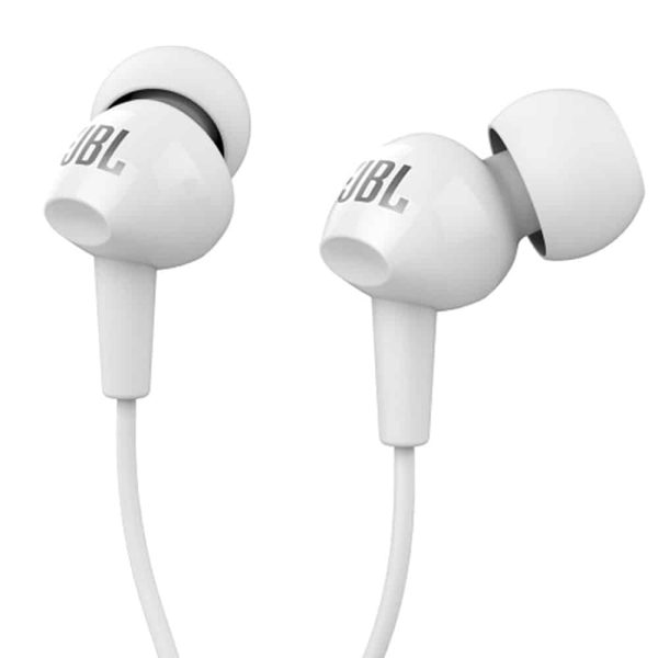 אוזניות חוט JBL C100 בצבע לבן