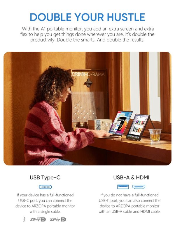 ⁦מוניטור נייד בגודל 15.6 אינץ FHD 1080P מבית Arzopa⁩ – תמונה ⁦7⁩