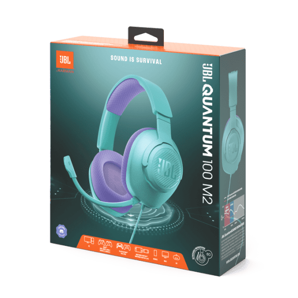 ⁦אוזניות גיימינג חוטיות עם מיקרופון Jbl Quantum 100M2 בצבע ירוק/כחול⁩ – תמונה ⁦4⁩