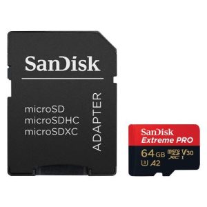 כרטיס זיכרון SanDisk Extreme Pro Micro SD 64GB עם מתאם SD