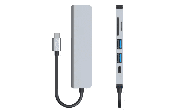 ⁦מתאם Type-C Hub 6 in 1 עם HDMI, USB, SD, MicroSD וטעינה – פתרון חכם וקומפקטי למחשב ונייד⁩ – תמונה ⁦3⁩