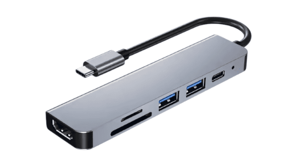 ⁦מתאם Type-C Hub 6 in 1 עם HDMI, USB, SD, MicroSD וטעינה – פתרון חכם וקומפקטי למחשב ונייד⁩ – תמונה ⁦2⁩
